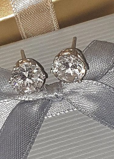 Vintage Hallmarked Silver White Sapphire Earrings