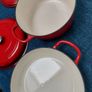 NEW - Set of 2 enamelled cast iron round casserole & pan Image 4