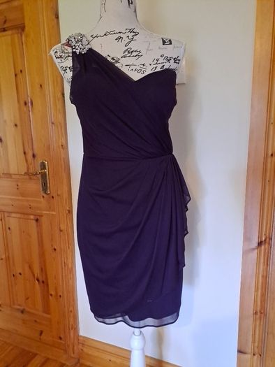 Size 10 Petite Purple One Shoulder Occasion Dress