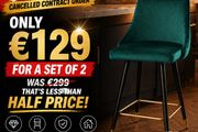Luxury Velvet Bar Stools  Set Of 2  129e