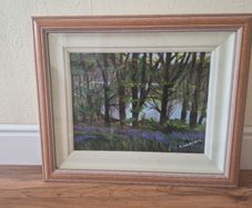 original forest trees painting in lovely box type frame