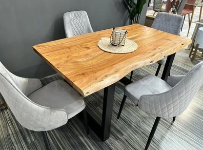 Solid Acacia Wood Dining Table 160 - Rustic
