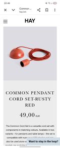 HAY Common Pendant Cord Set - Rusty Red