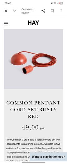 HAY Common Pendant Cord Set - Rusty Red