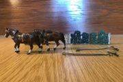 Britain's farmer general purpose plough horses and fence with gate, Lead 6F toy 1/32 boxed (Lot 2)