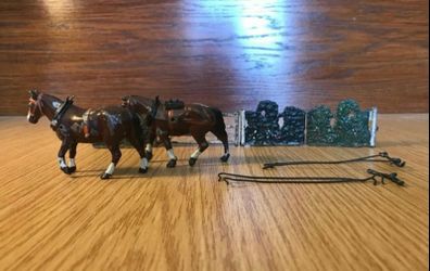 Britain's farmer general purpose plough horses and fence with gate, Lead 6F toy 1/32 boxed (Lot 2)