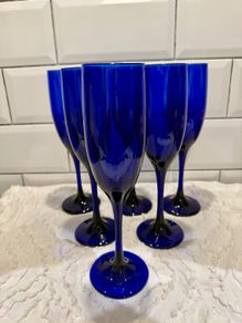 Cobalt Blue flute glasses