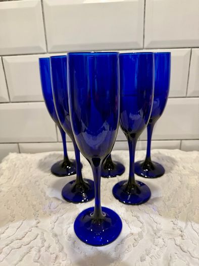 Cobalt Blue flute glasses