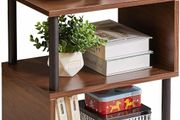 3 Tier Side End Table, Wooden Bedside Table, Modern Sofa Side End Table for Living Room/Bedroom/Small Space, Brown+Black Legs,