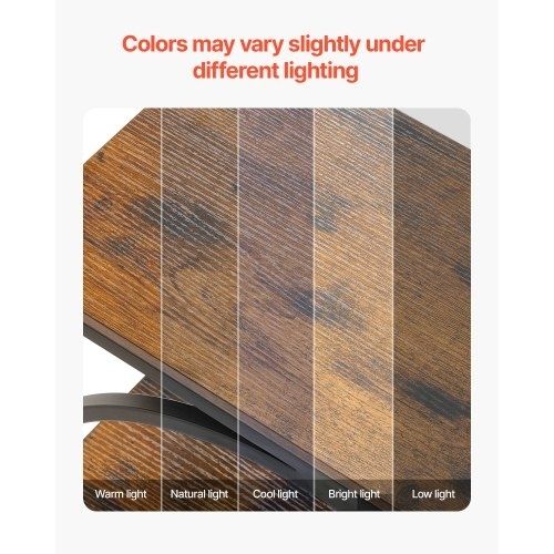 End Table, 3-Tier Narrow Side Table with Open Storage Shelves, Modern Nightstand Bedside Desk with Round Metal Frame, Wood Sofa Coffee Desk for Living Room, Bedroom, Office, Rustic Brown