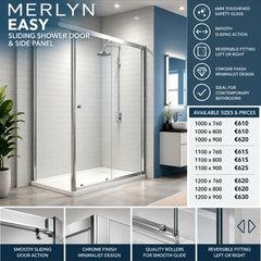 Merlyn sliding shower door and side panel all sizes see below
