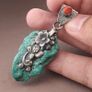 Vintage Natural Turqouise Silver Floral Desgin Pendant Image 7
