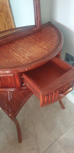 Half moon bamboo/cane style Hall table and mirror