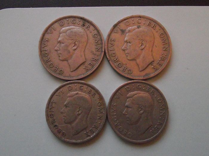 Great Britain. George VI. 2 Half Crowns & 2 Florins (1947+-1948)