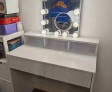 White Dondale Dressing Table Vanity Table with Mirror
