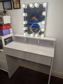 This listing is in review All listings go through a standard review before they become visible to others. White Dondale Dressing Table Vanity Table with Mirror