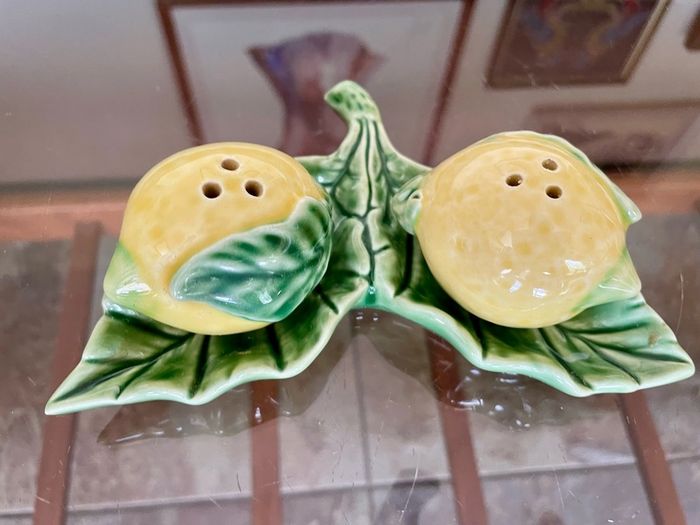 Vintage Collectable Portuguese Lemon Condiment  Shakers Bordallo Pinheiro
