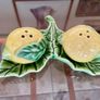 Vintage Collectable Portuguese Lemon Condiment  Shakers Bordallo Pinheiro Image 3