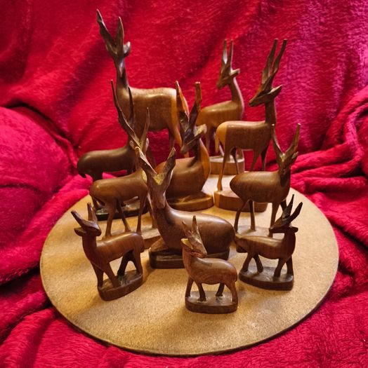 Vintage Teak Antelope Figures