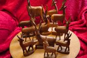 Vintage Teak Antelope Figures