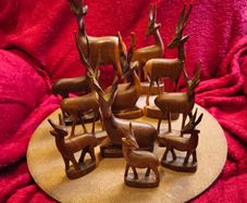 Vintage Teak Antelope Figures