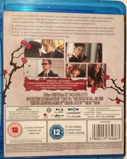 Beastly [2010] Vanessa Hudgens & Alex Pettyfer [Blu-ray Movie]