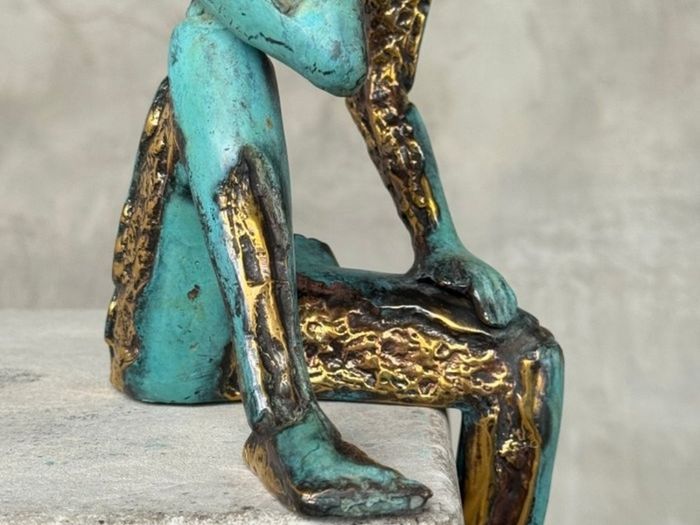 Man Deep In Thought (35cm) - Patinated Bronze