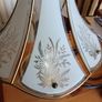 Vintage Glass Paneled Brass Plated Lamp Floral White Gold 39cm Tall Image 7