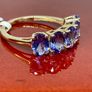 Gold 9K (375) Yellow Gold Premium Tanzanite 5 Stone Ring 4.00 Ct. Image 6