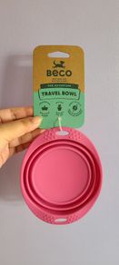 Beco Travel Collapsible Portable Pet Water Bowl in Pink