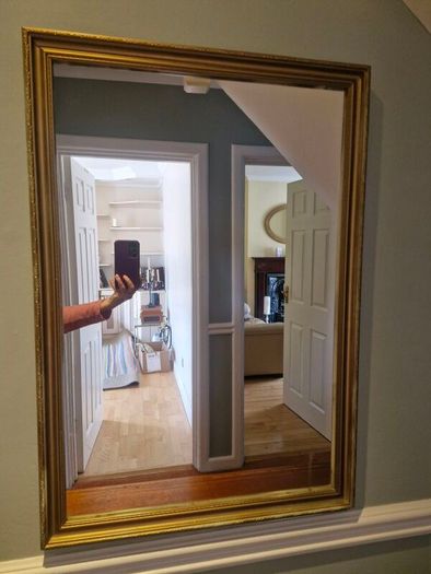 large glass gold mirror
