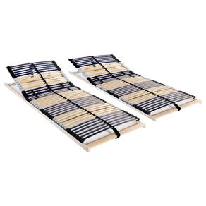Slatted Bed Bases 2 pcs with 42 Slats 7 Zones 90x200 cm