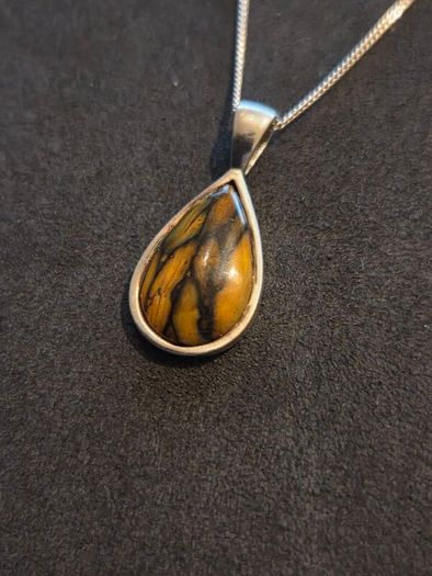925 Sterling Silver Fruit Jasper Pendant Necklace