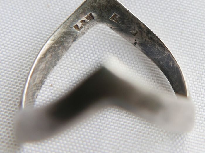 Vintage Sterling Silver Double Wishbone Band Ring size P - 2,10g
