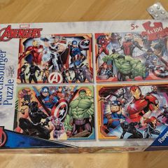 Set of 4 x 100 piece Superhero jigsaws