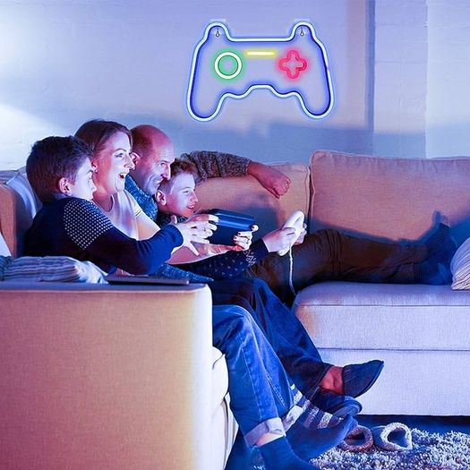 MASSIVE SALE Game Neon Signs Neon Light Gaming LED Neon Lights Wall Art Blue Neon Night Light for Kids Game Room Bar Bedroom Home Decoration 16''x11''