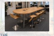 3.4M Oak High Meeting Table  &amp; 10 High Stools