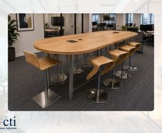 3.4M Oak High Meeting Table  & 10 High Stools
