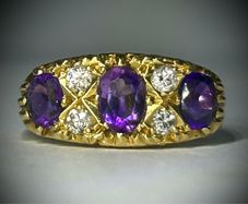 18k Gold Amethyst Diamond Ring