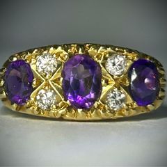 18k Gold Amethyst Diamond Ring