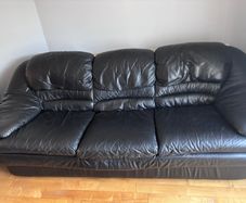 Black leather sofa