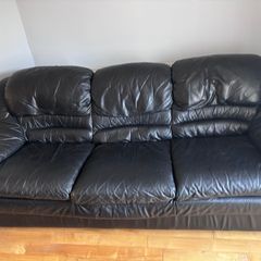 Black leather sofa