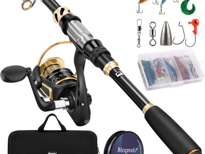 Telescopic Fishing Rod and Spinning Reel Combo Set with Fishing Line, Fishing Lures Kit & Accessories and Carrier Bag for Saltwater Freshwater (FREE POSTAGE)