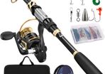Telescopic Fishing Rod and Spinning Reel Combo Set with Fishing Line, Fishing Lures Kit & Accessories and Carrier Bag for Saltwater Freshwater (FREE POSTAGE)