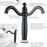 Bathroom Basin Mixer Tap, Mono High Rise Basin Tap for Countertop, Tall Traditional Sink Faucet with Ceramic Lever, 360 Swivel Spout, Classic Taps, Retro Style, Brass (Matte Black Image 6
