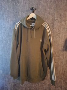 adidas Olive Green Trefoil 3 Stripes Hoodie XXL