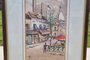 Original watercolor and ink by French artist Louis Tellier
