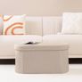 Folding Ottoman Storage Bench,Boucle Footstool Oval, End of Bed Stool, Ideal for Living Room, Bedroom,76x38x38cm,Beige Image 5