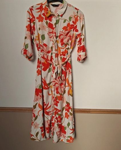 F&F floral midi shirt dress with a waist tie