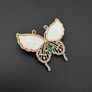 Butterfly Vintage Style Insect Emerald Crystals Gold Brooch Pin Image 2